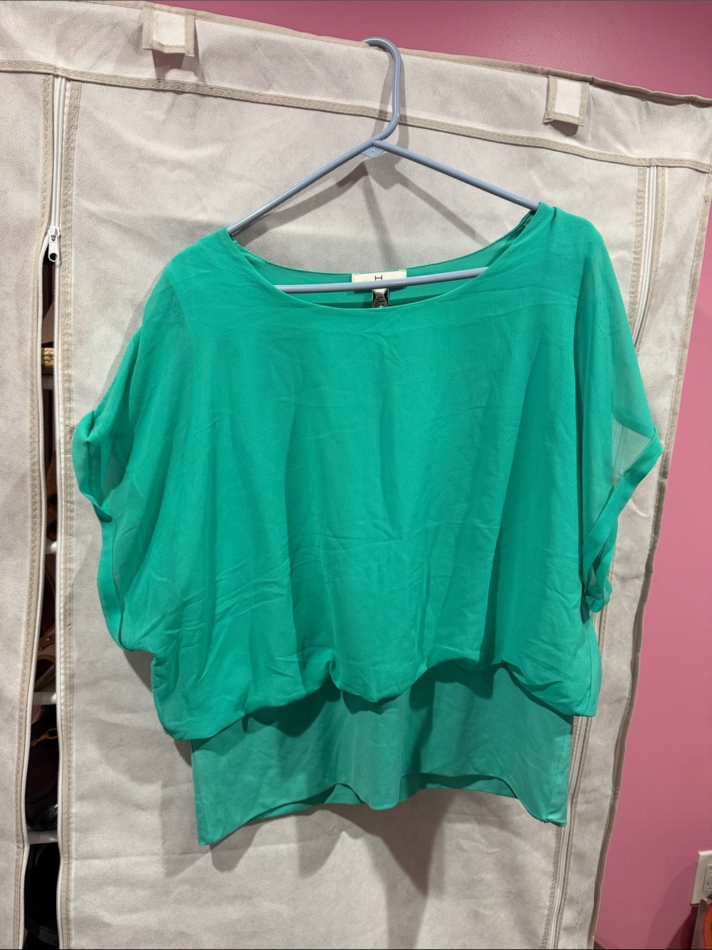 H by Halston Teal Layered Dolman Tunic Top